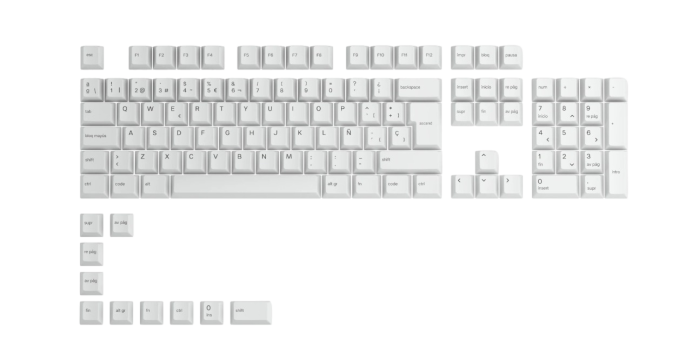 Keycaps para teclados mecánicos Glorious PBT Arctic White ISO (Español