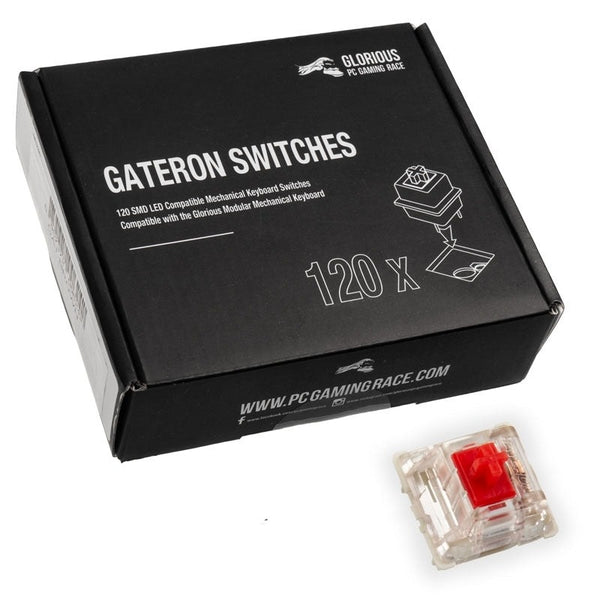 Switches Glorious para teclados mecánicos. Gateron Red (Pack de 120)