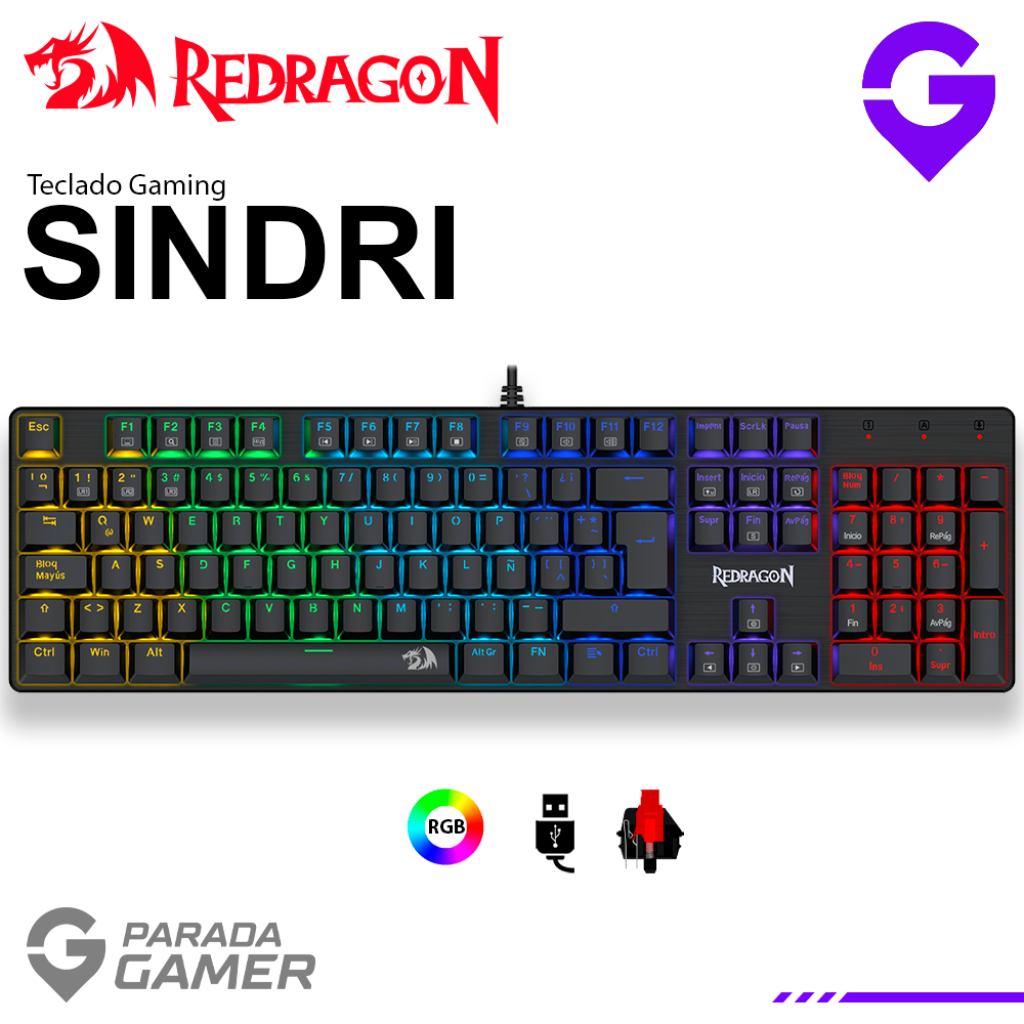 TECLADO REDRAGON SINDRI (K671) ESPAÑOL / GAMING / MECANICO / SWITCH RED ...